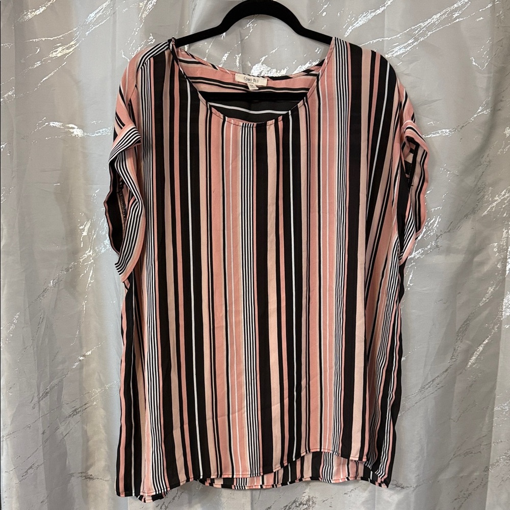Striped Pink and Black Women's Top